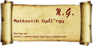 Matkovich György névjegykártya